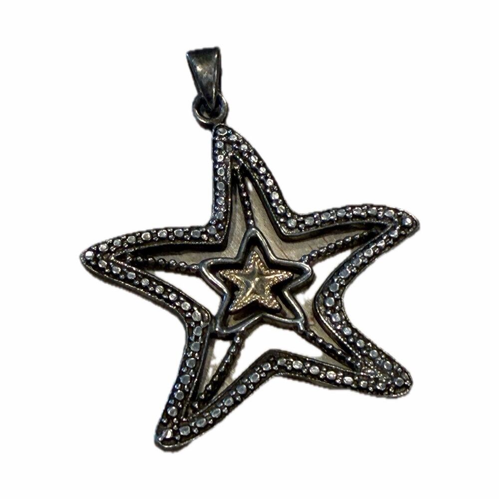 Love Earth Sterling 925 Silver 10k Sea Starfish Pendant